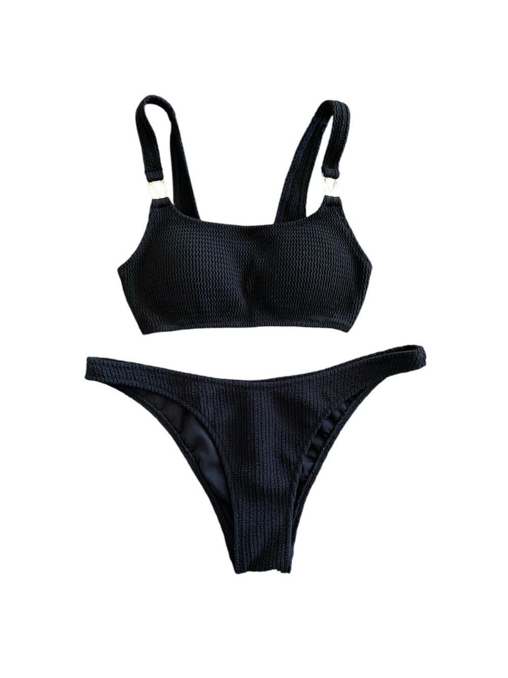 Victoria’s Secret Size S Black Bikini with Gold Metal V accents